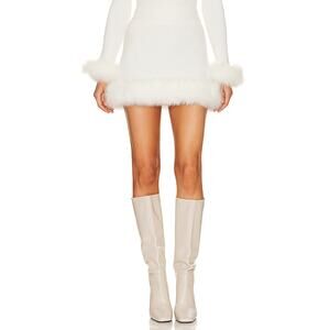 Show Me Your MuMu White Faux Fur Trim Skirt